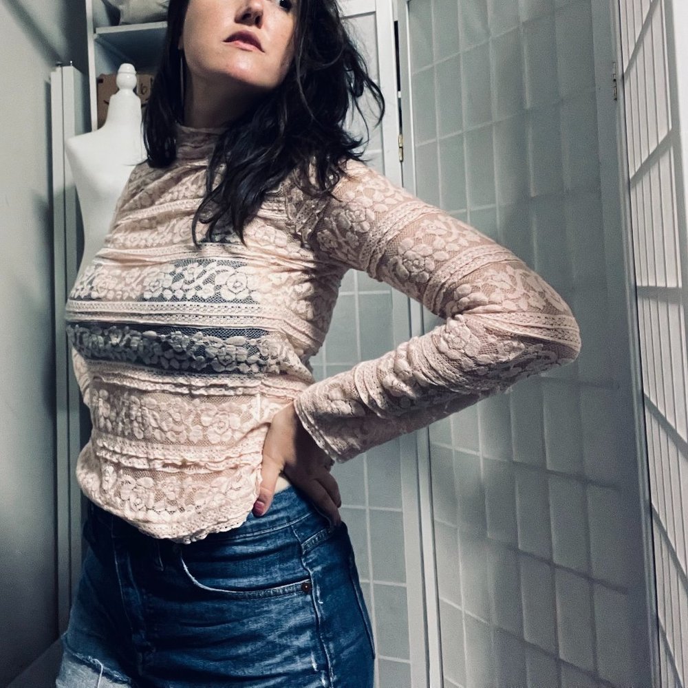 Pale pink lace top